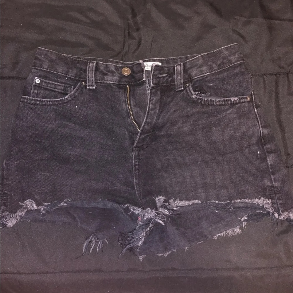 Black denim shorts